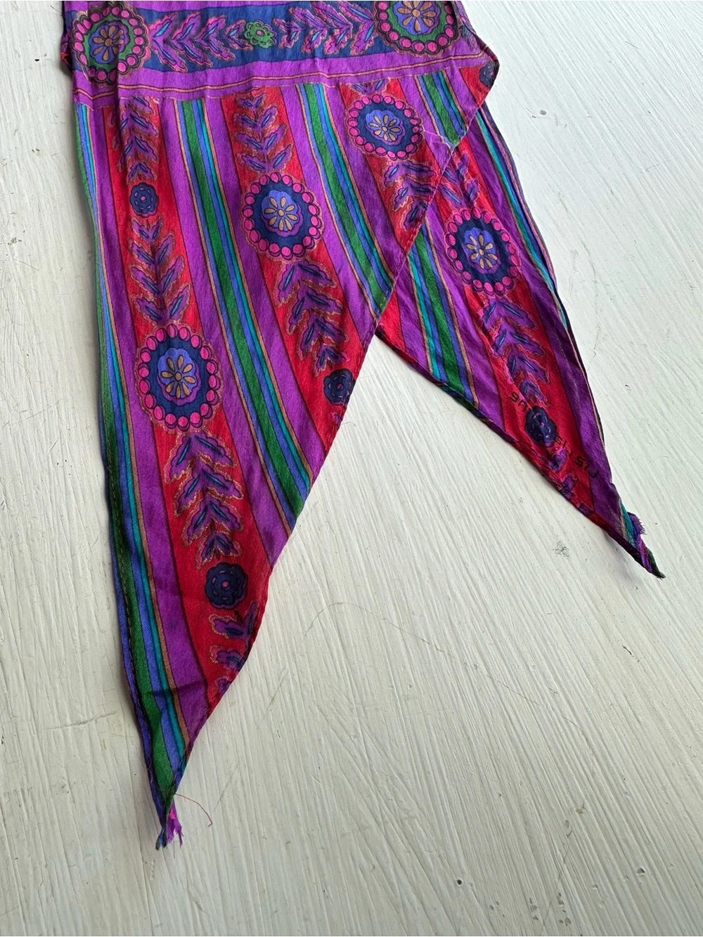 Vintage Liz Claiborne Silk Scarf Red Medallion Stripe Long 90s Japan